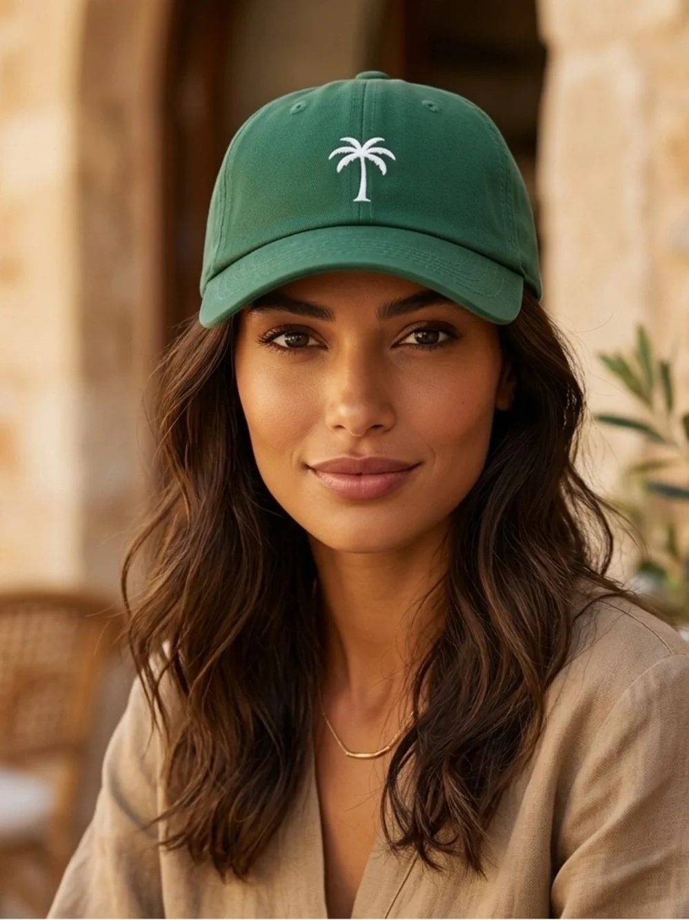 🌴 Green Palm Tree Embroidered Vacation Dad Hat Tropical Coastal Adjustable Cap
